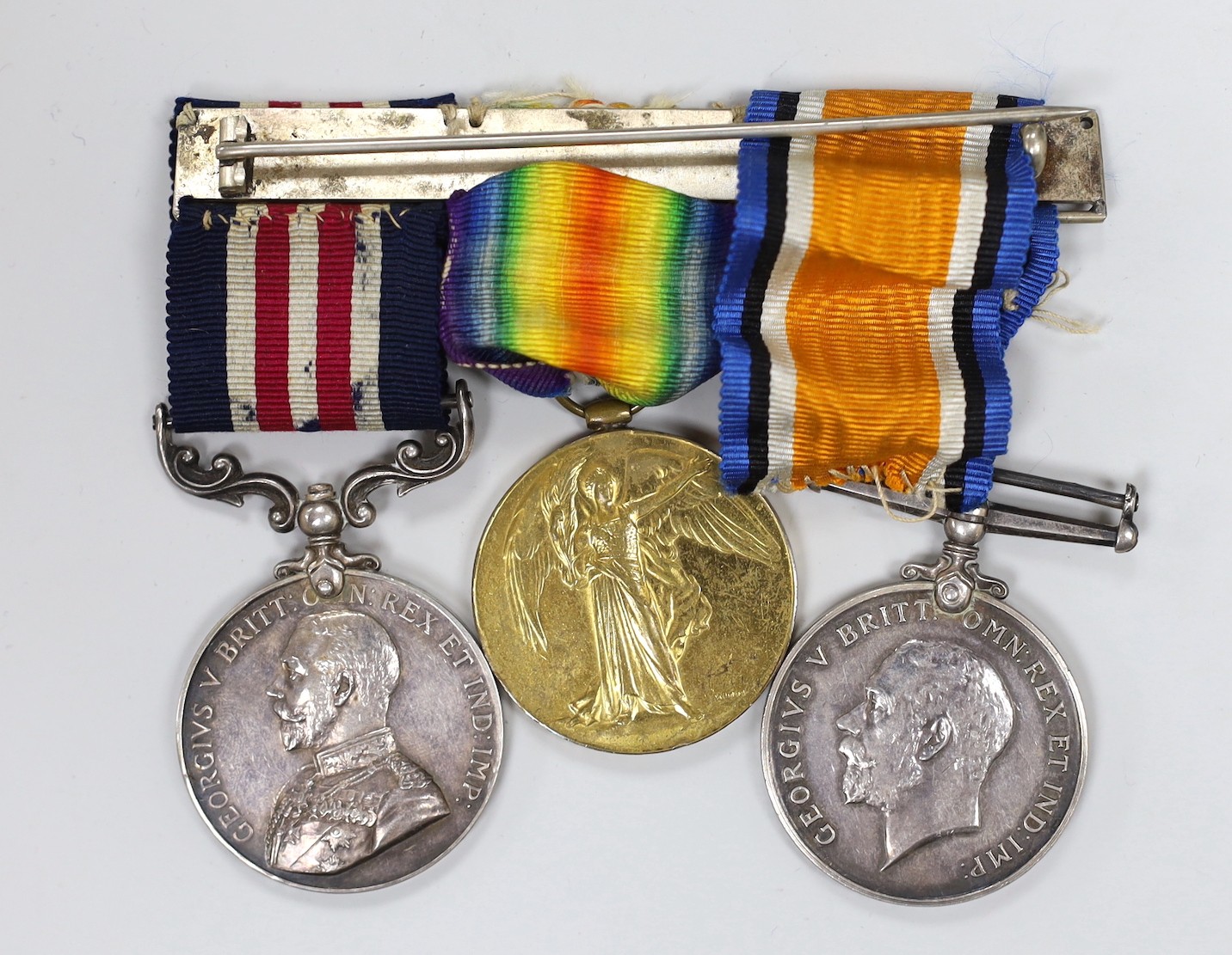 A WWI military medal group of 3 to 55670 CPL. W.T. ELDRIDGE128/COY. LAB:C THE QUEENS R.